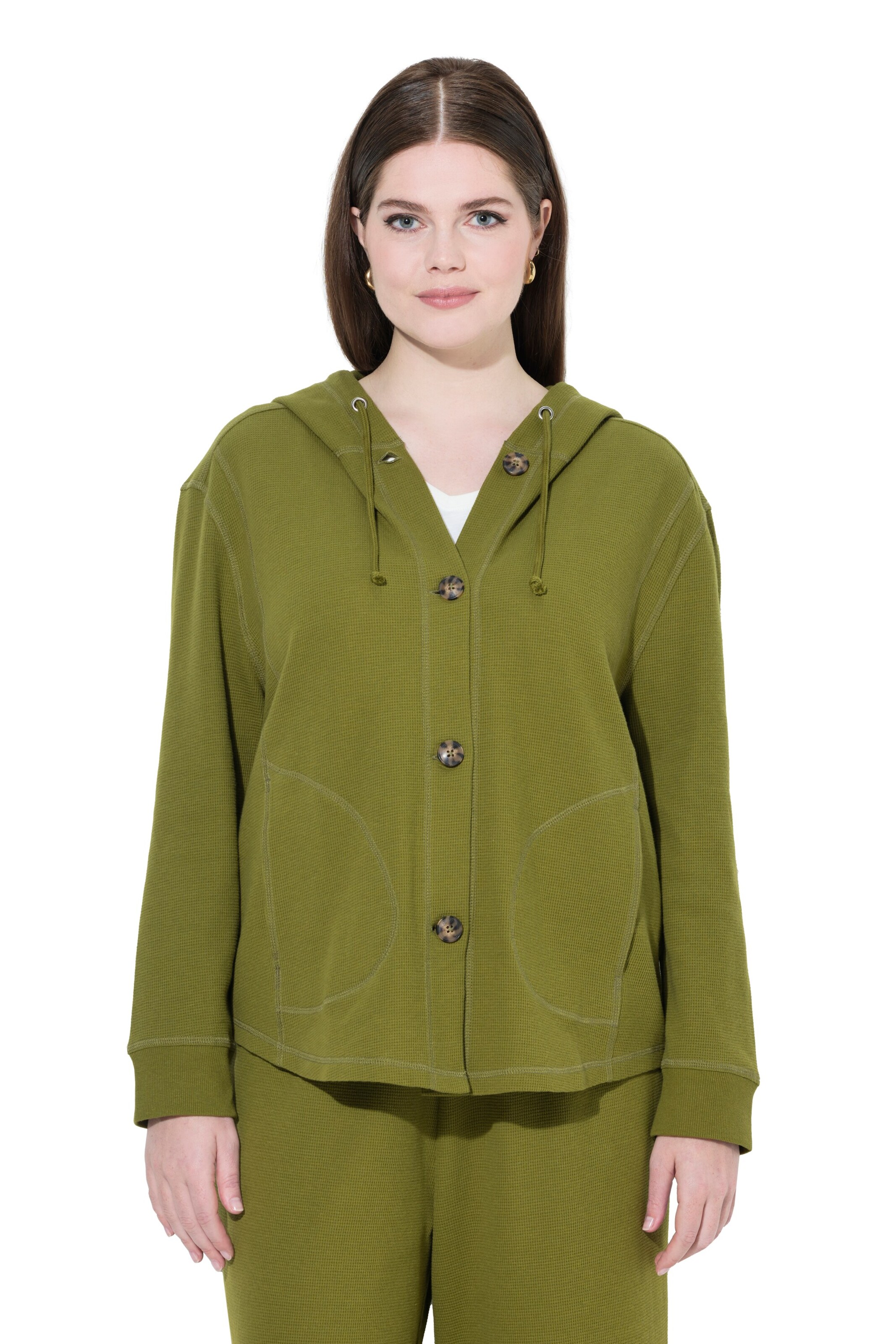 Ulla Popken Sweat jacket in Green: front