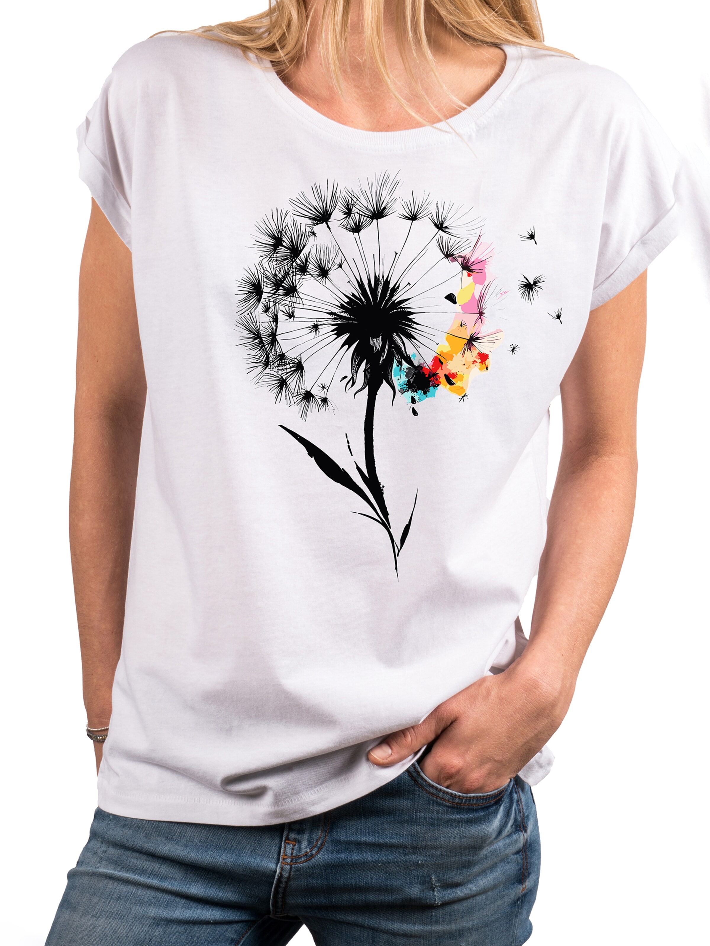 MAKAYA Shirt 'Pusteblume' in White