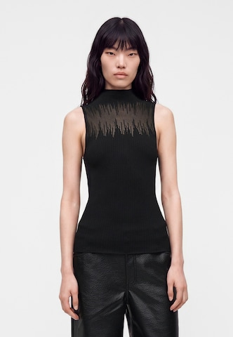 HUGO - Top de malha 'Sieffy' em preto: frente