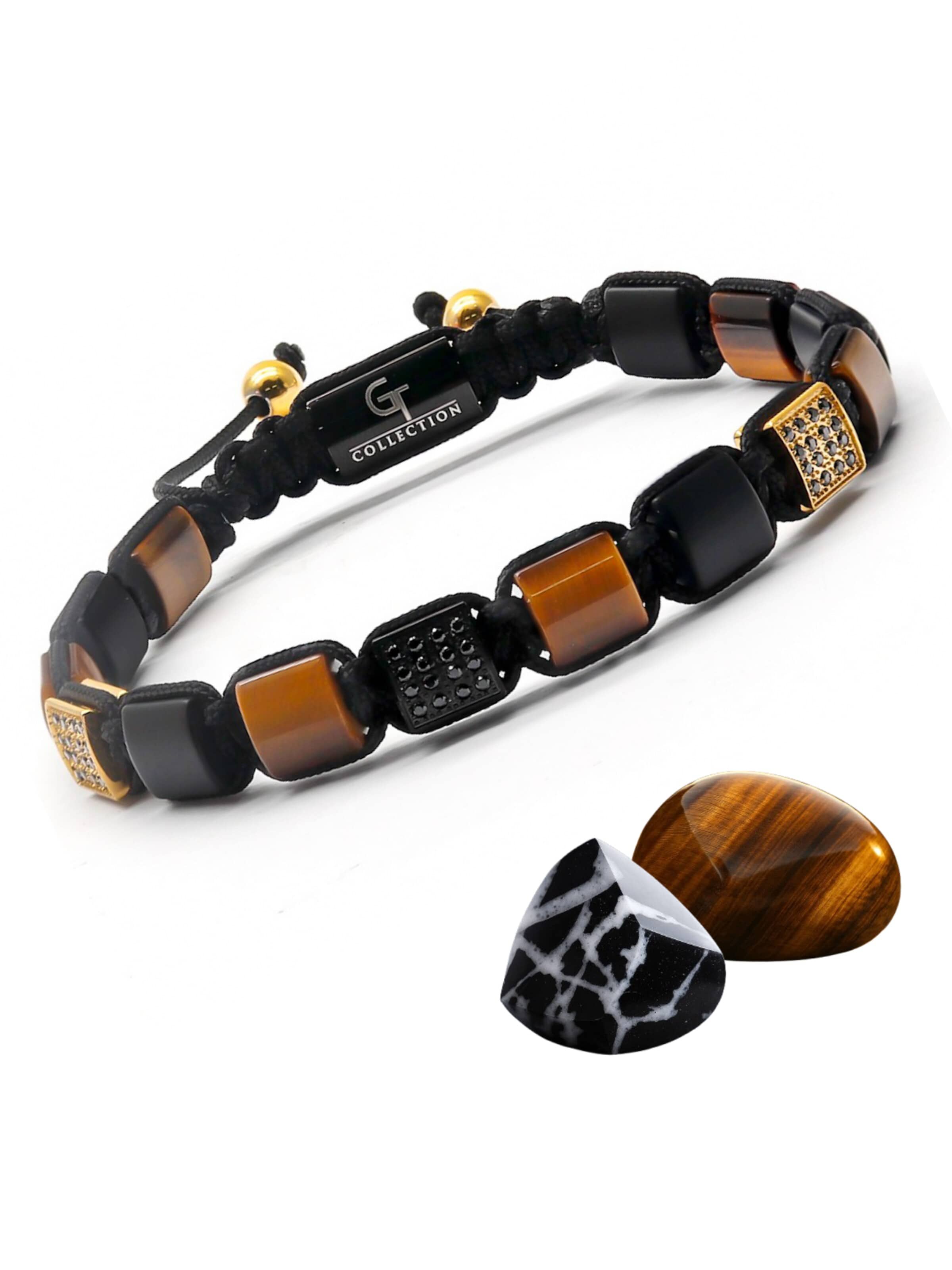 GT Collection - Pulsera 'Flat-Bead' en marrón: frente
