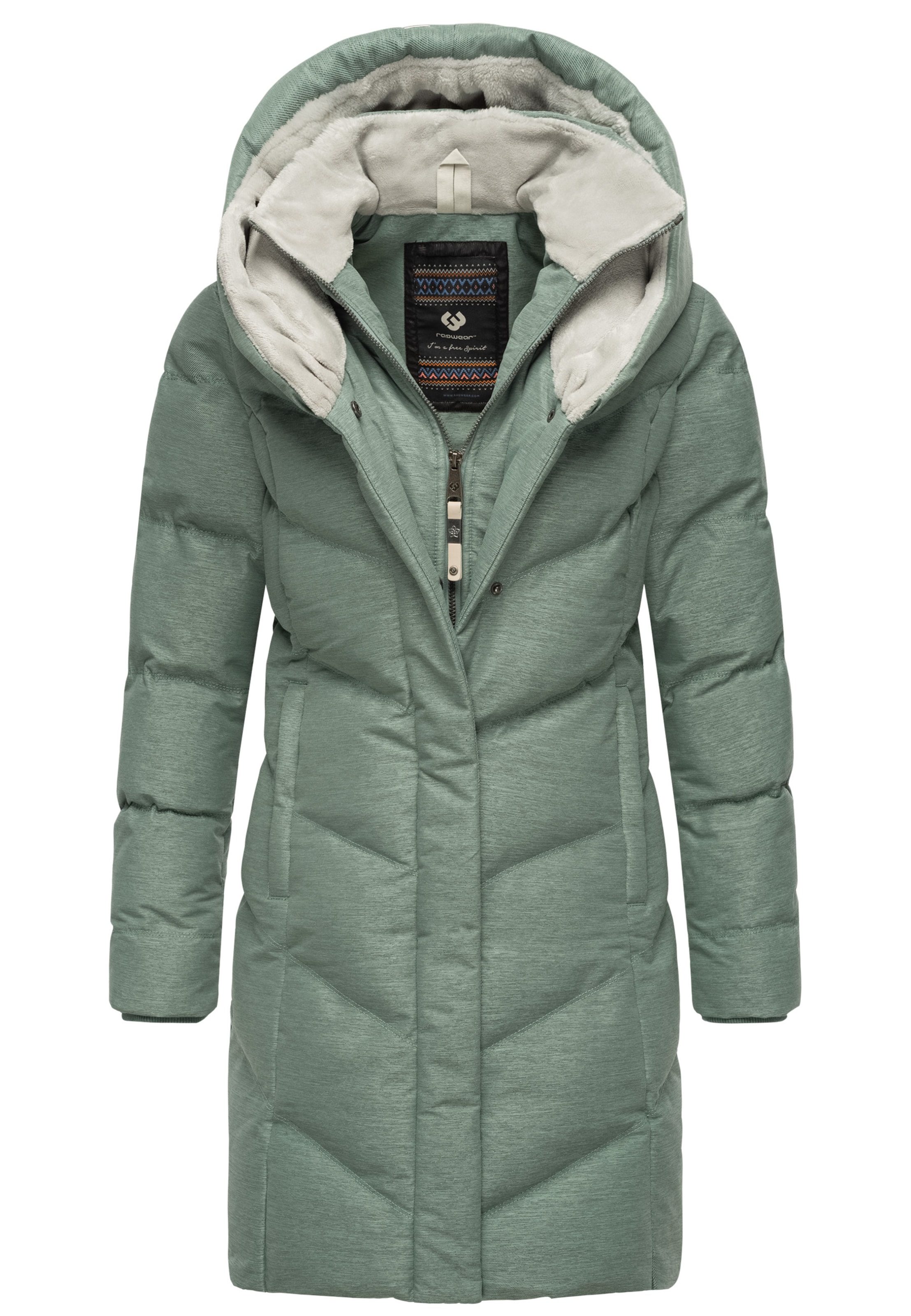 Ragwear Talvemantel 'Natalka', värv roheline: eest vaates