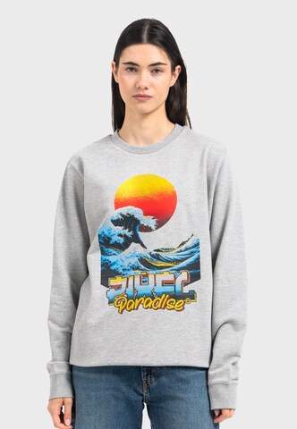 Oldskull Sweatshirt 'Retro Pixel Wave Logo Graphic' in Grey
