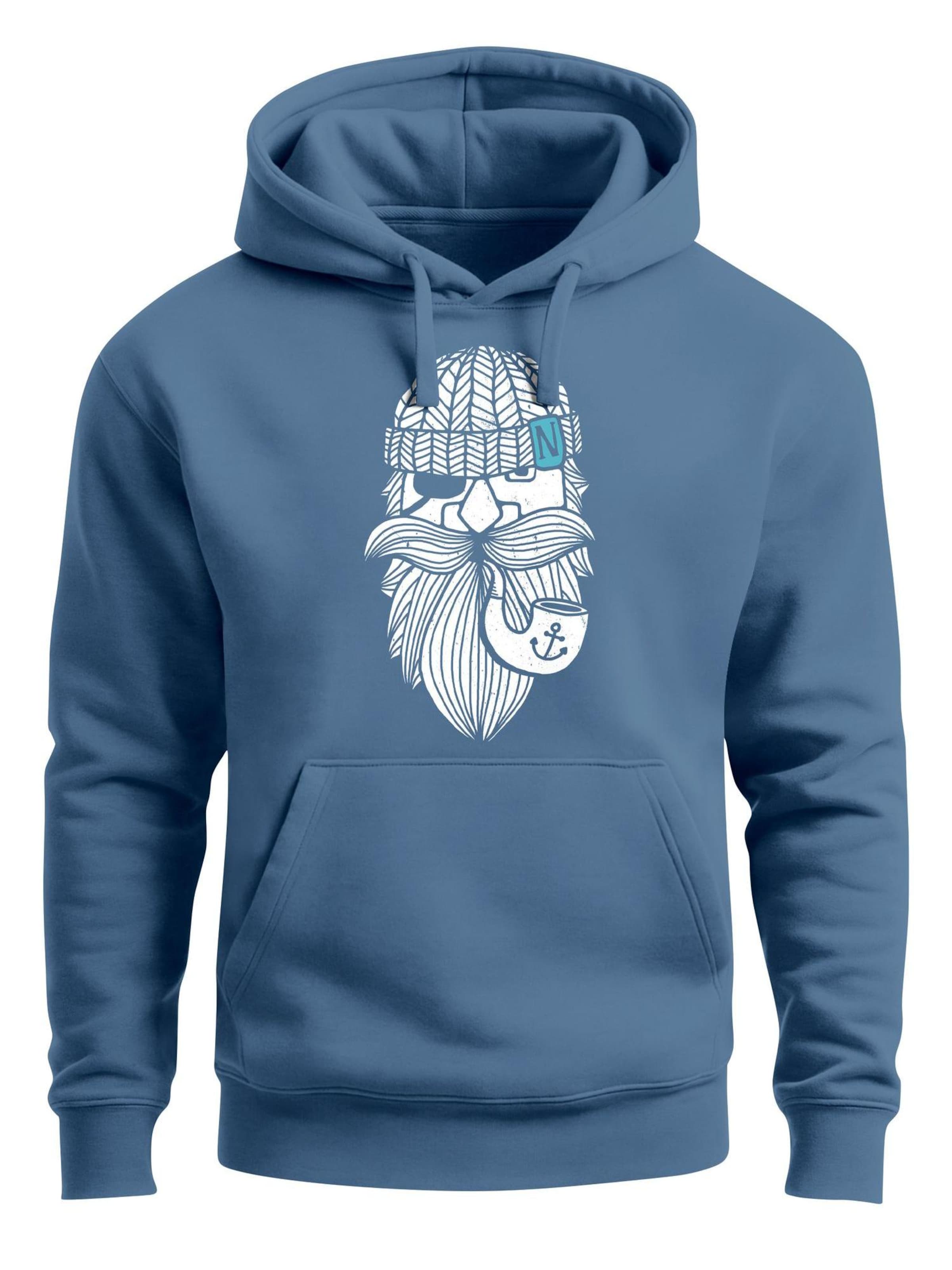 Neverless Sweatshirt 'Sailor Captain mit Pfeife' in Blue: front