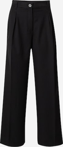 Monki Wide leg Pleat-Front Pants in Black: front