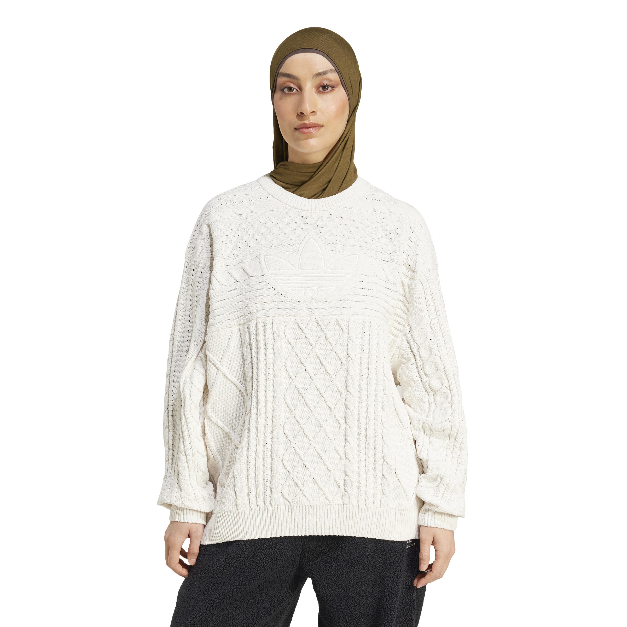 Pull-over ADIDAS ORIGINALS en blanc : devant