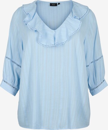 Zizzi Blouse 'GLORIA' in Blauw: voorkant