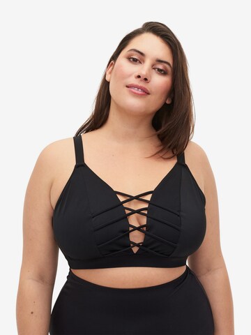 Swim by Zizzi Triangle Bikini Top 'SBASIC' in Black: front