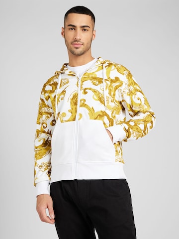 Versace Jeans Couture Zip-Up Hoodie in White: front