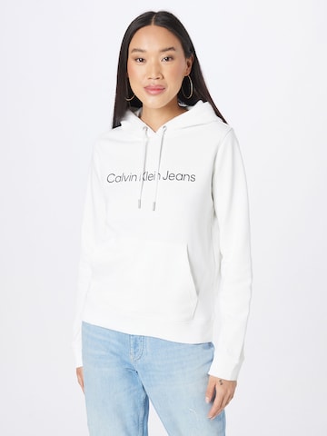 Sweat-shirt Calvin Klein Jeans en blanc : devant