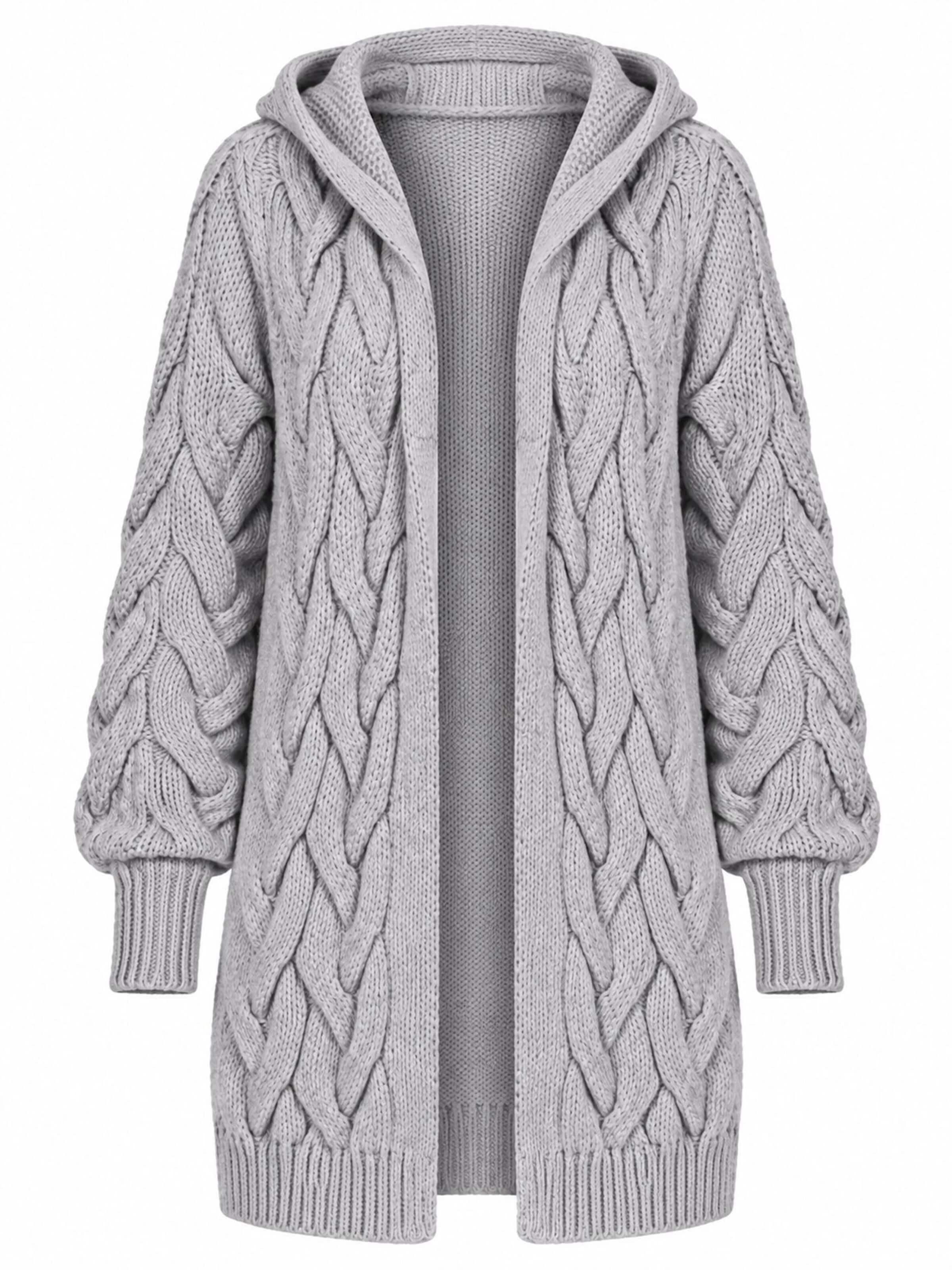 Worldclassca Strickjacke 'Worldclassca Strickjacke Lang mit Kapuze'‌‌‌‌‌‌‌‌ in Grau