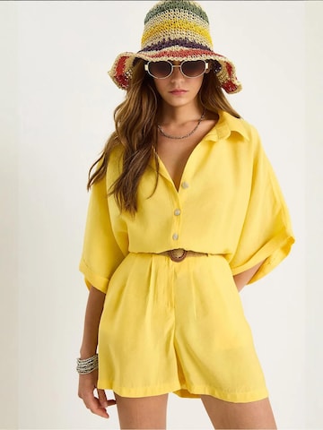 Pantalons de tailleur Bianco Lucci en jaune : devant