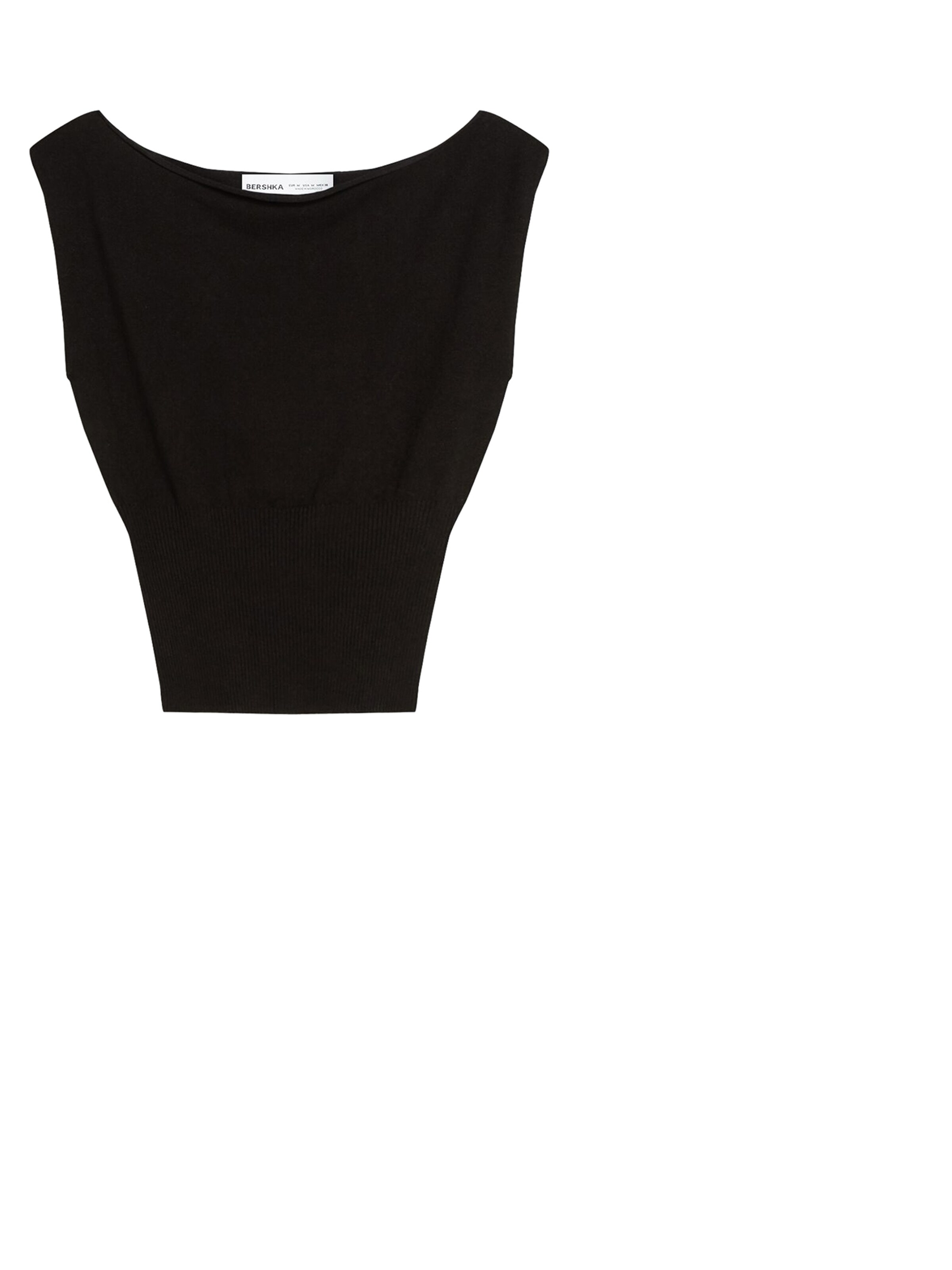 Bershka Gebreide top in Zwart: voorkant