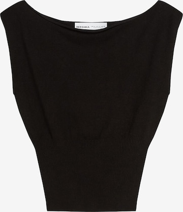 Bershka Gebreide top in Zwart: voorkant