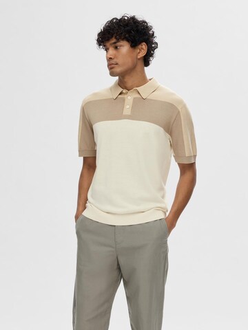 T-Shirt 'MATTIS' SELECTED en beige : devant