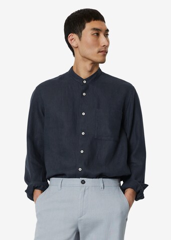 Coupe regular Chemise 'aus reinem Leinen' Marc O'Polo en bleu : devant