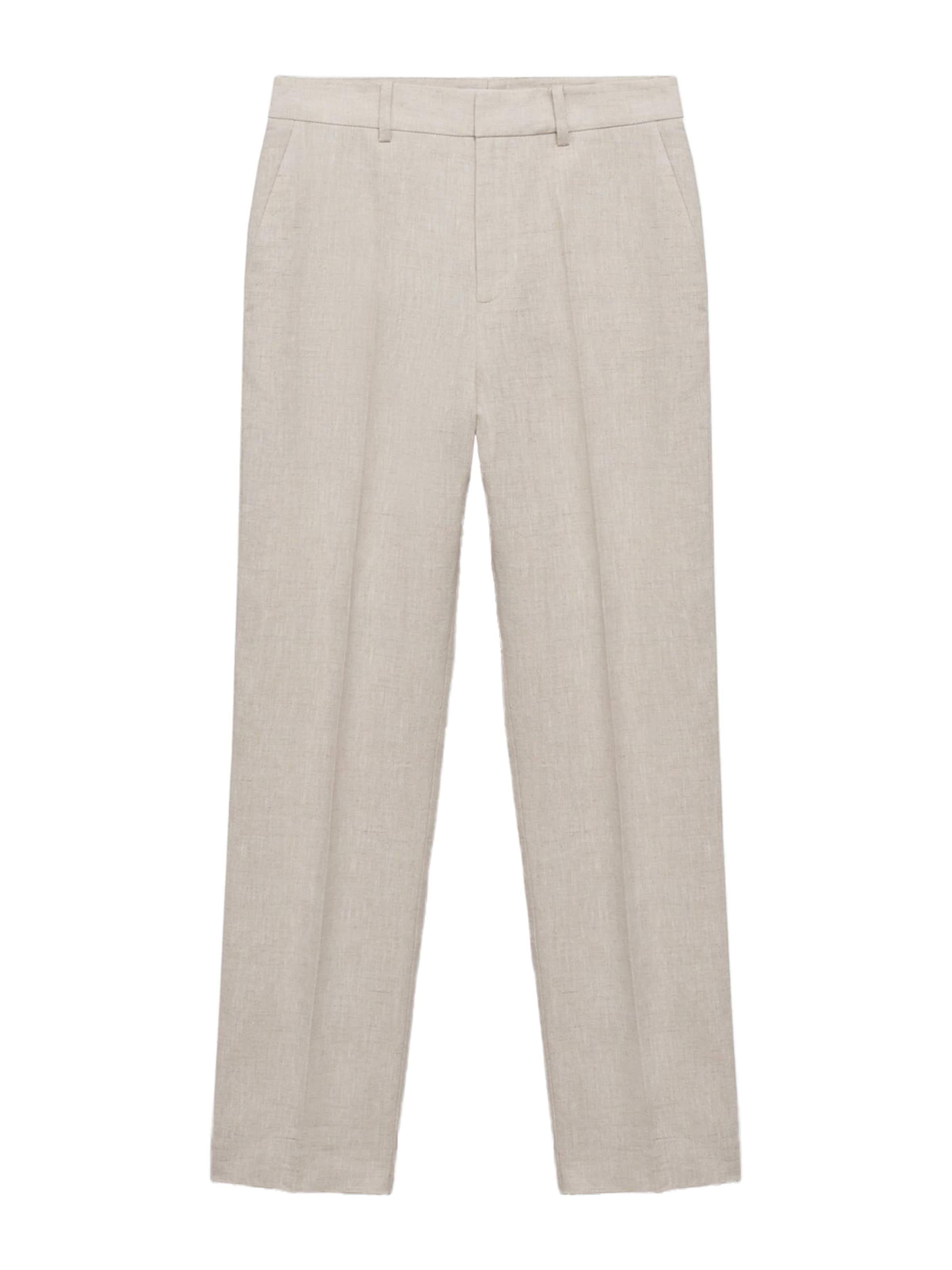 Pantaloni cu dungă 'Boreli' de la MANGO pe gri: față