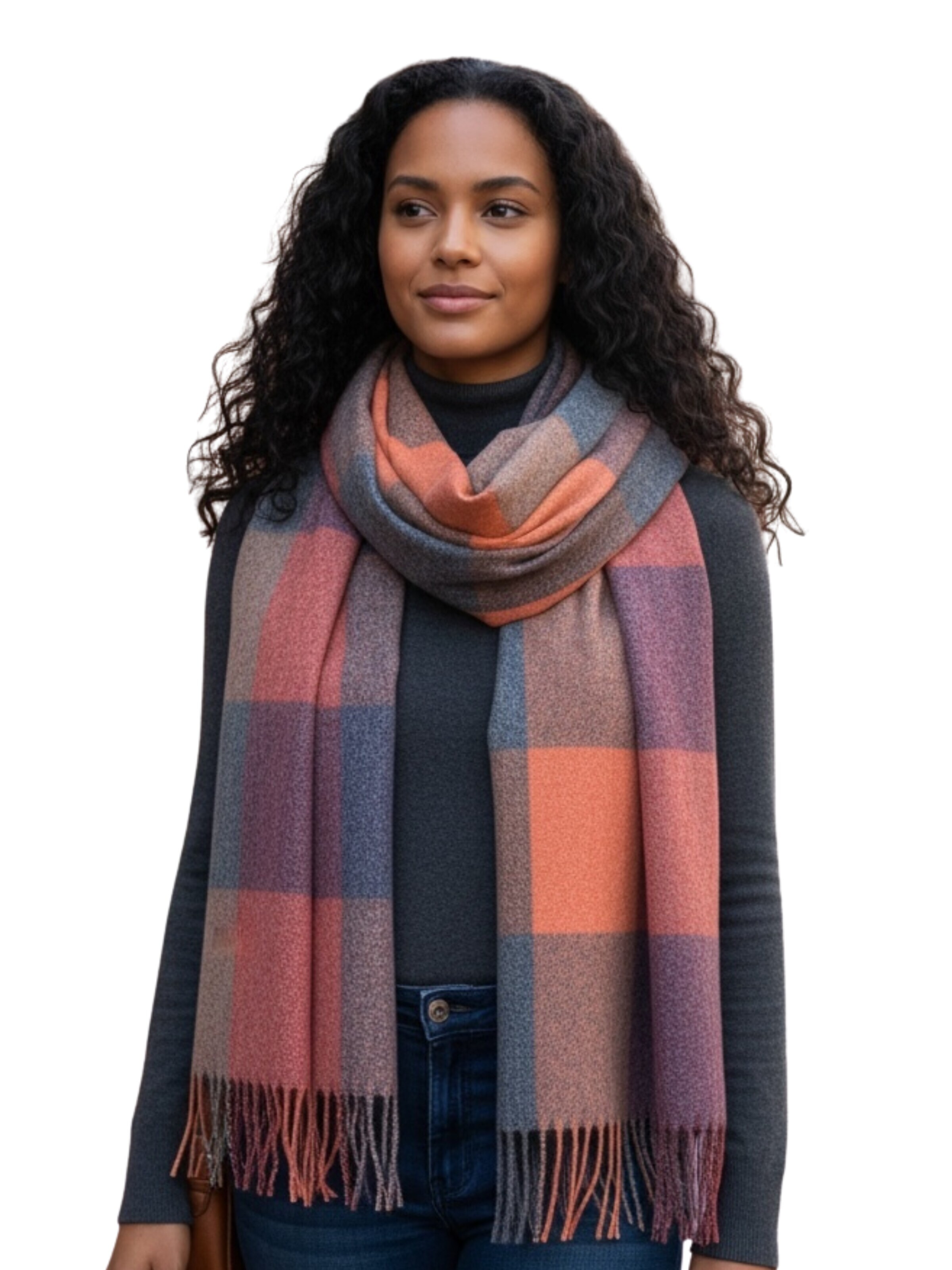 Kumixi Scarf 'Fransen' in Orange: front