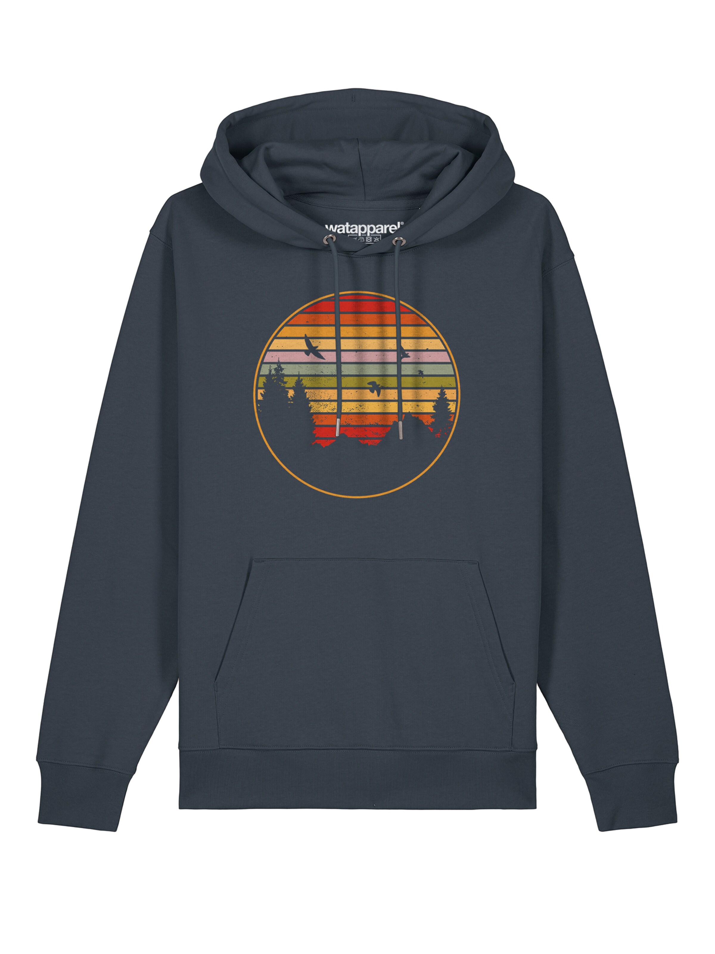 Watapparel Sweatshirt ' Sunset Berge & Tannen ' in Grau: Vorderseite