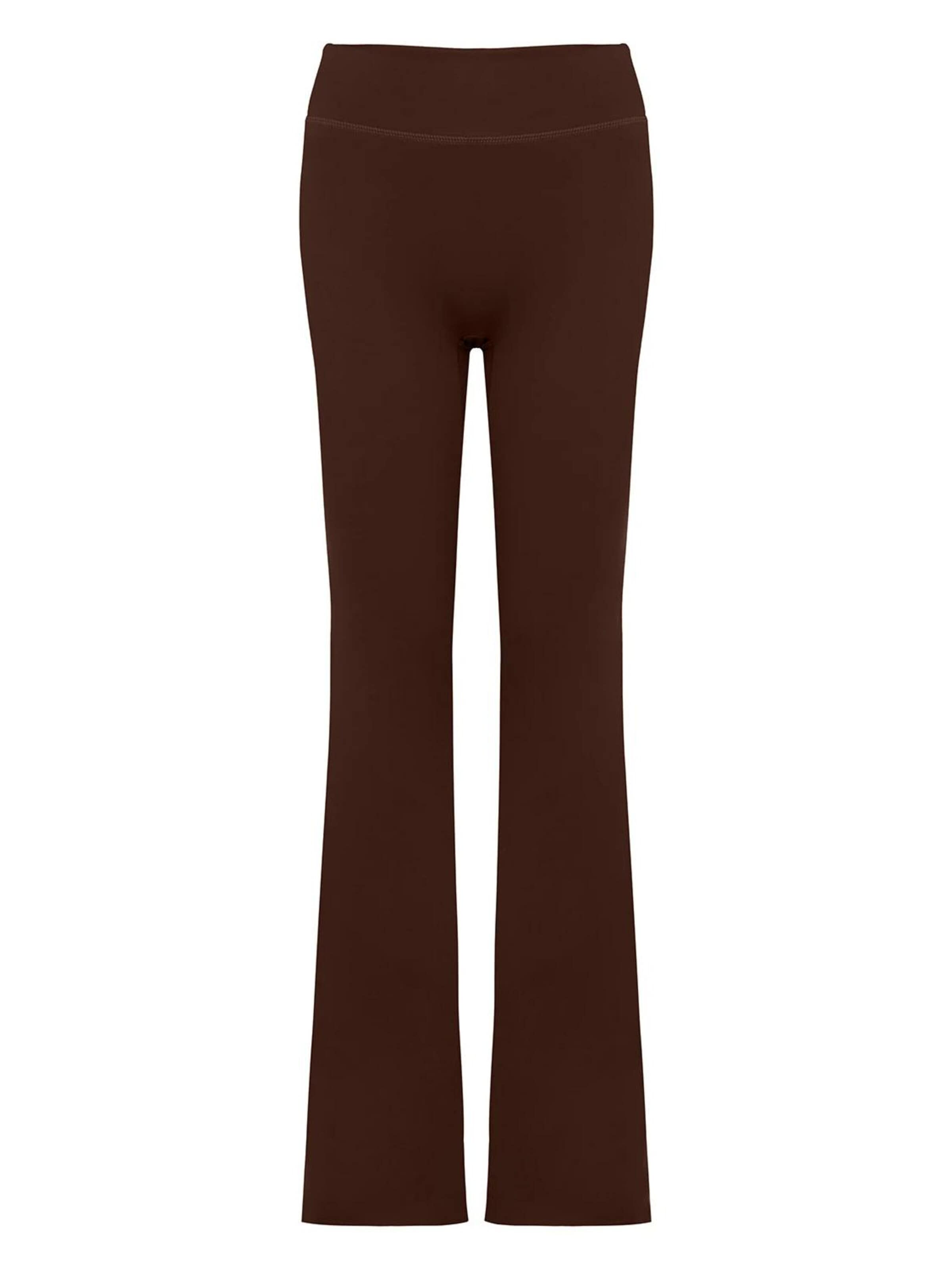 La V Flared Sports trousers 'Flared sportlegging Fleur' in Brown: front