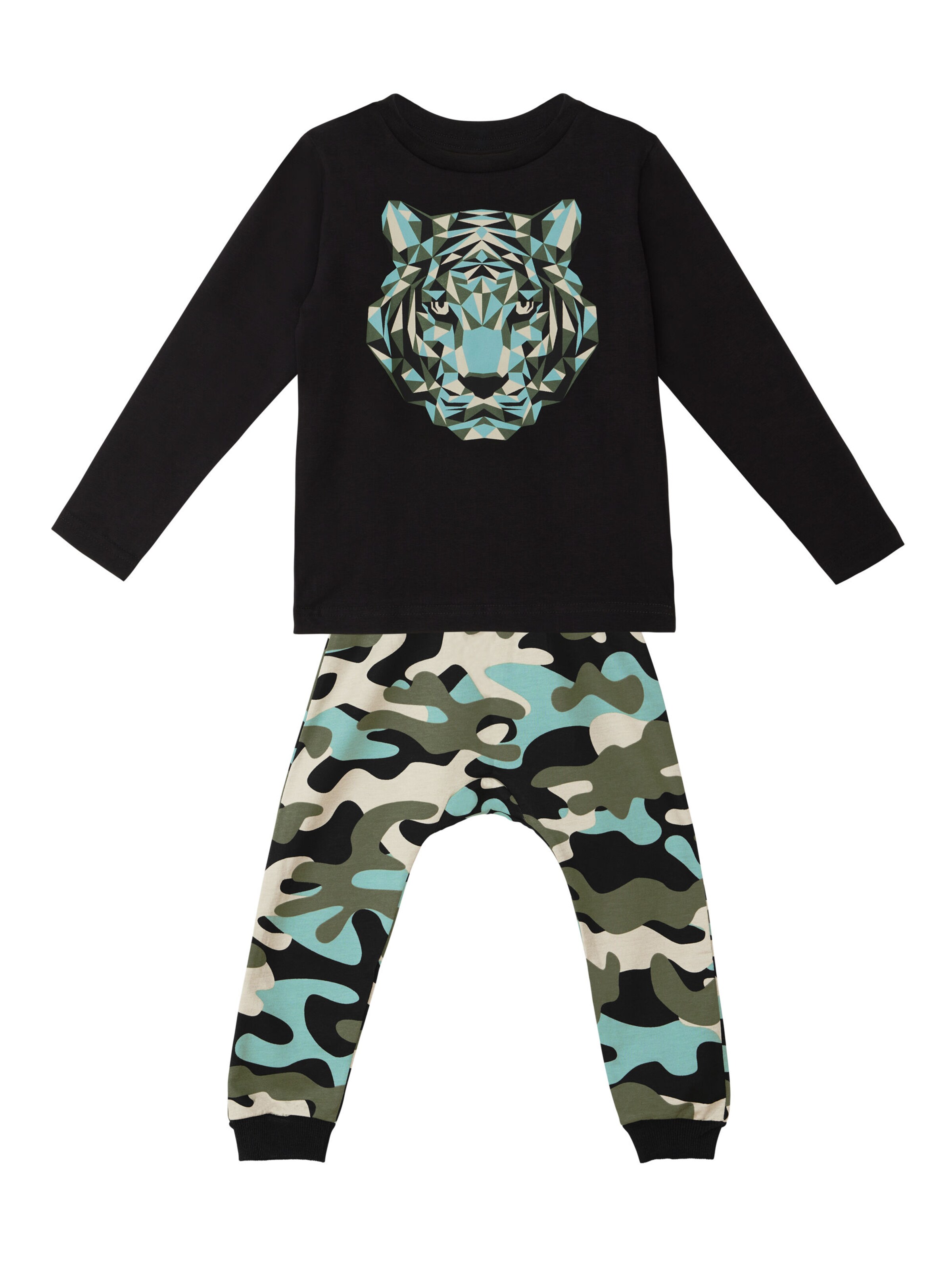 Denokids Set 'Camo Tiger' in Schwarz: Vorderseite