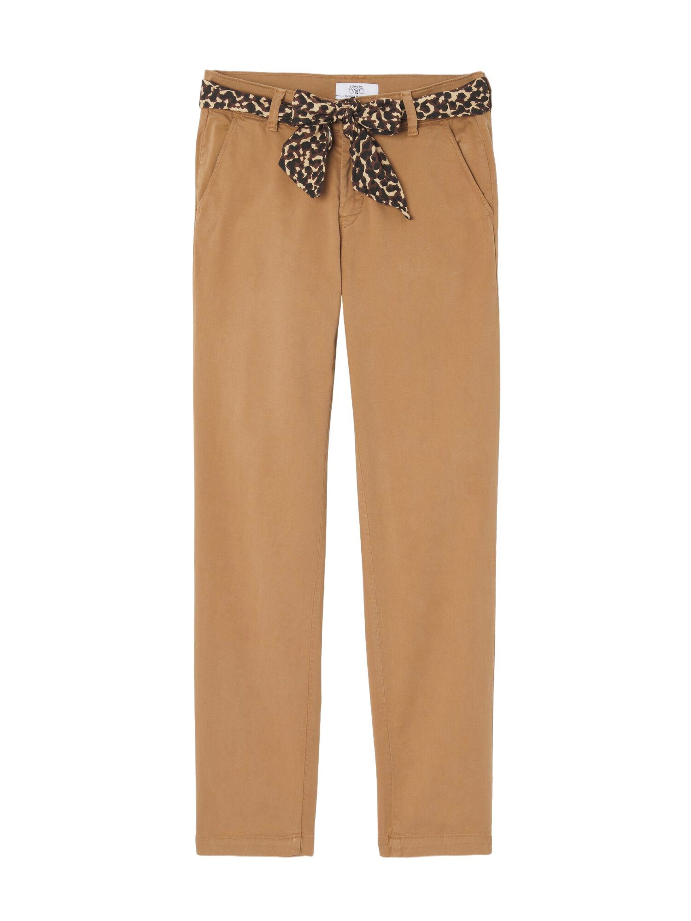 Pantalon chino 'KRISTIN' Le Temps Des Cerises en marron : devant