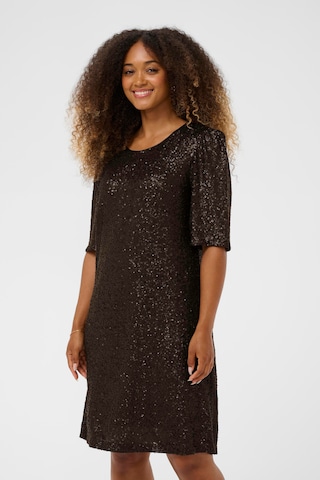 Cream Dress in Brown: front