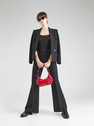 HUGO Flared Trousers with creases 'Hosena' in Black