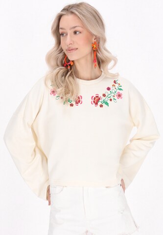 Sweat-shirt 'Boho' IZIA en beige : devant