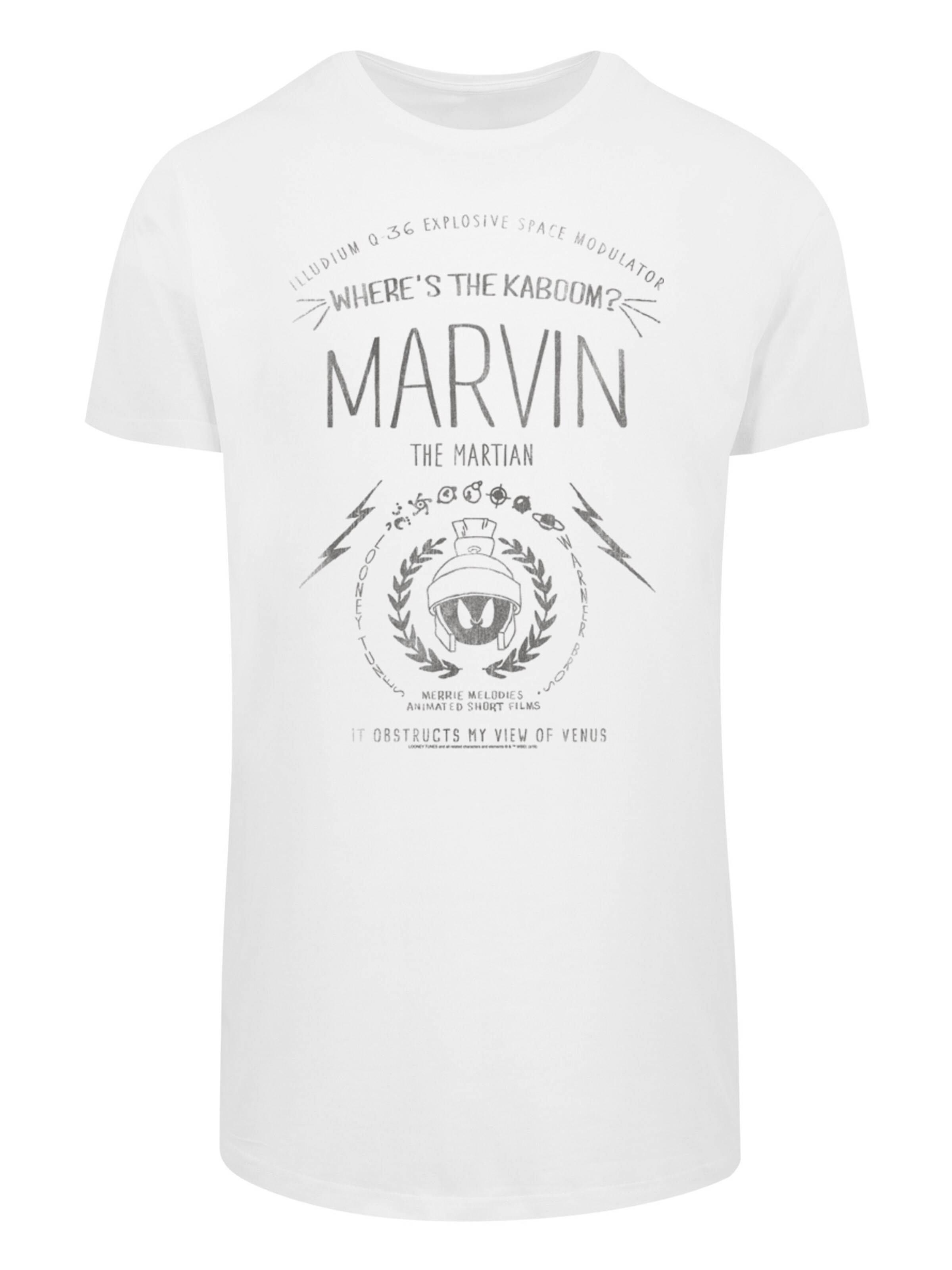 T-Shirt 'Looney Tunes Marvin The Martian Where's The Kaboom' F4NT4STIC en blanc : devant