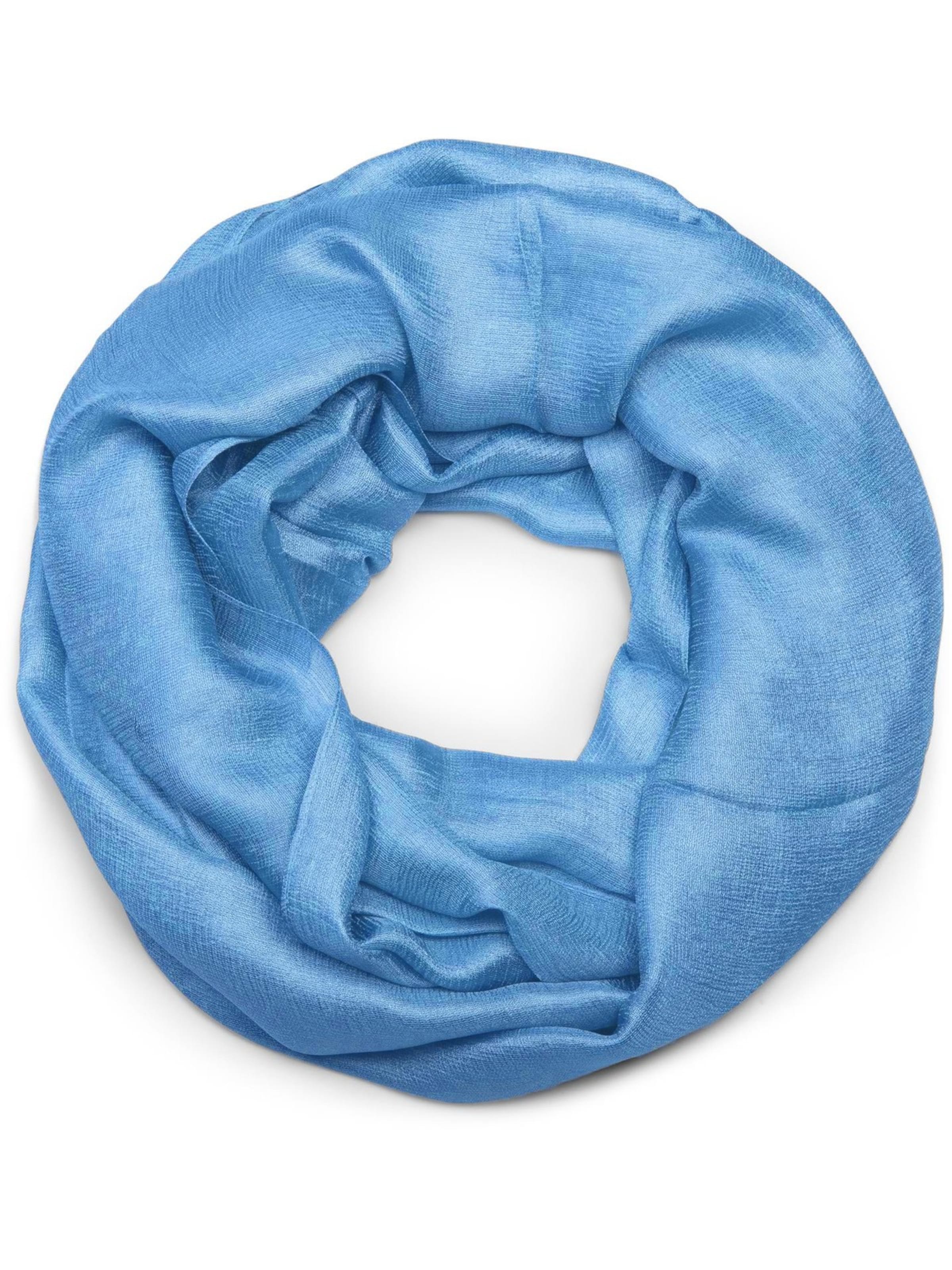 styleBREAKER Schlauchschal 'Seidiger Einfarbiger Loop'‌‌‌ in Blau: Vorderseite