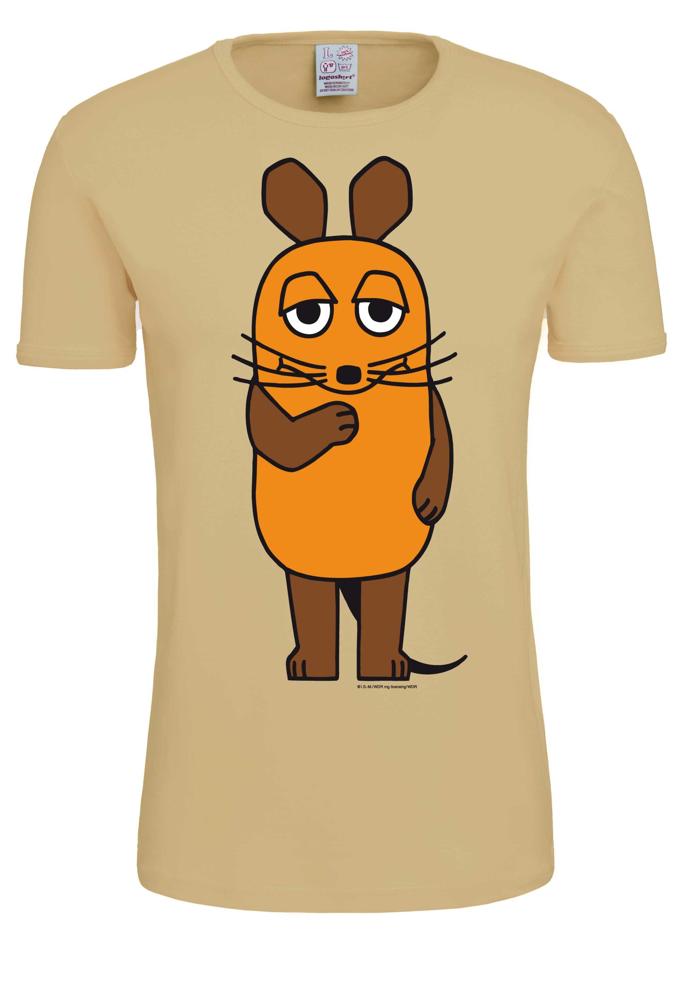LOGOSHIRT Shirt 'Die Sendung mit der Maus' in Beige: front
