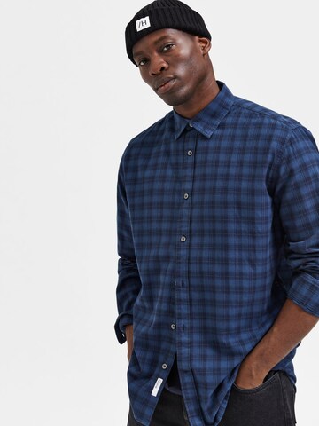 SELECTED HOMME Regular fit Button Up Shirt 'Reglee' in Blue