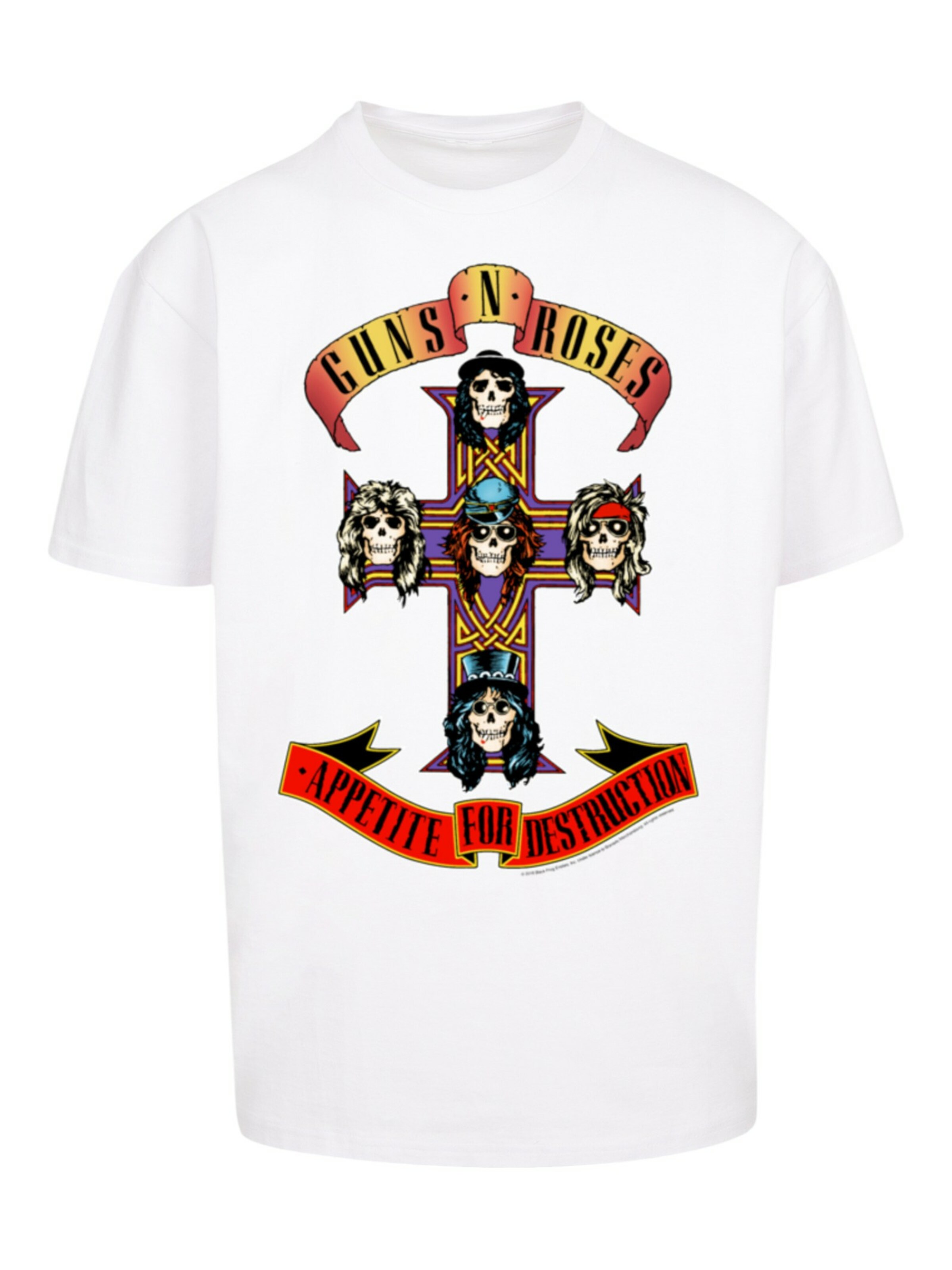 T-Shirt 'Guns 'n' Roses Appetite For Destruction' F4NT4STIC en blanc : devant