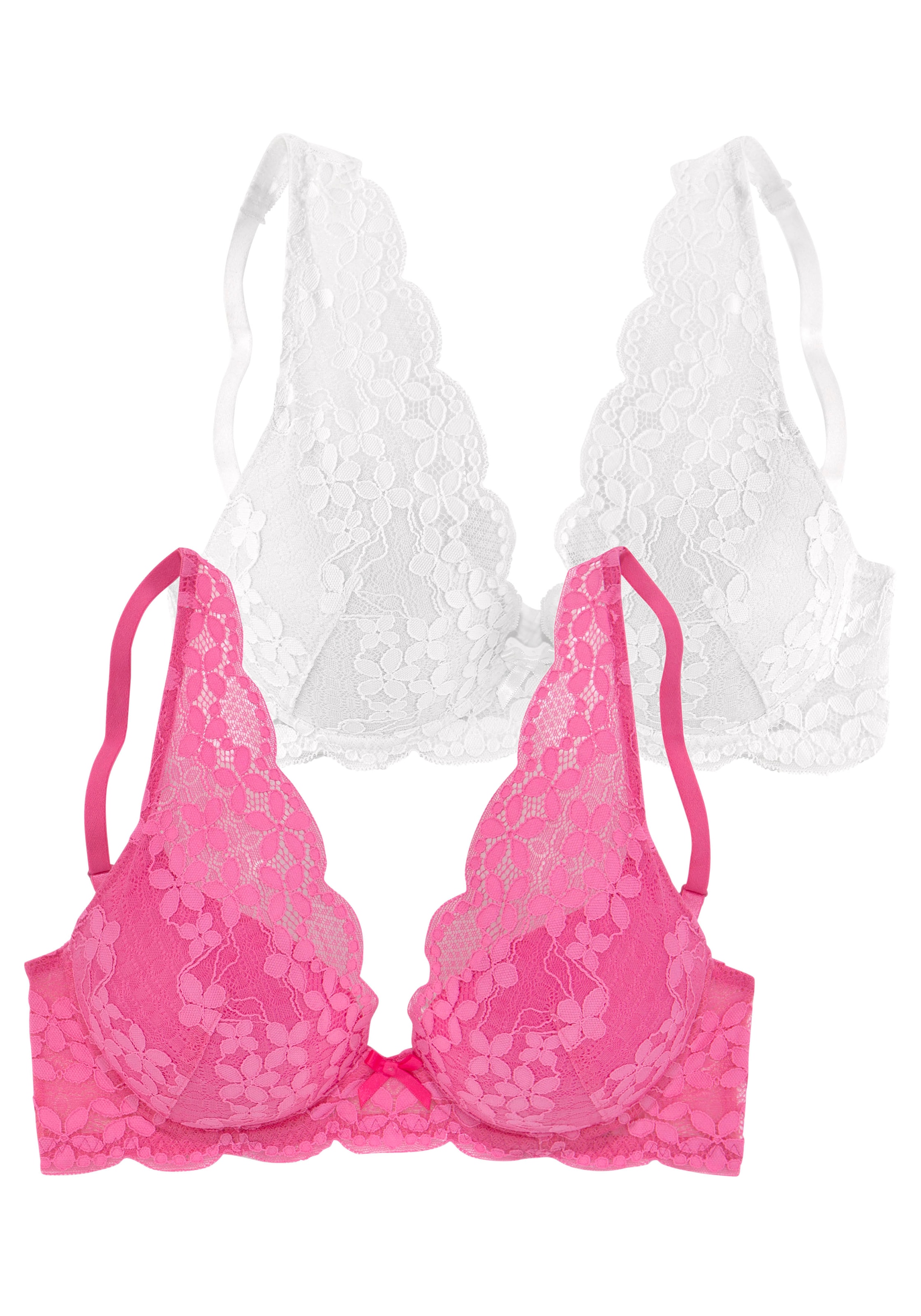 PETITE FLEUR Push-up Bra in Pink: front