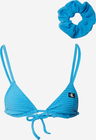 Calvin Klein Swimwear Kolmnurk Bikiinitopp, värv sinine: eest vaates