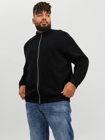 Jack & Jones Plus Strickjacke 'Hill' in Schwarz: predná strana