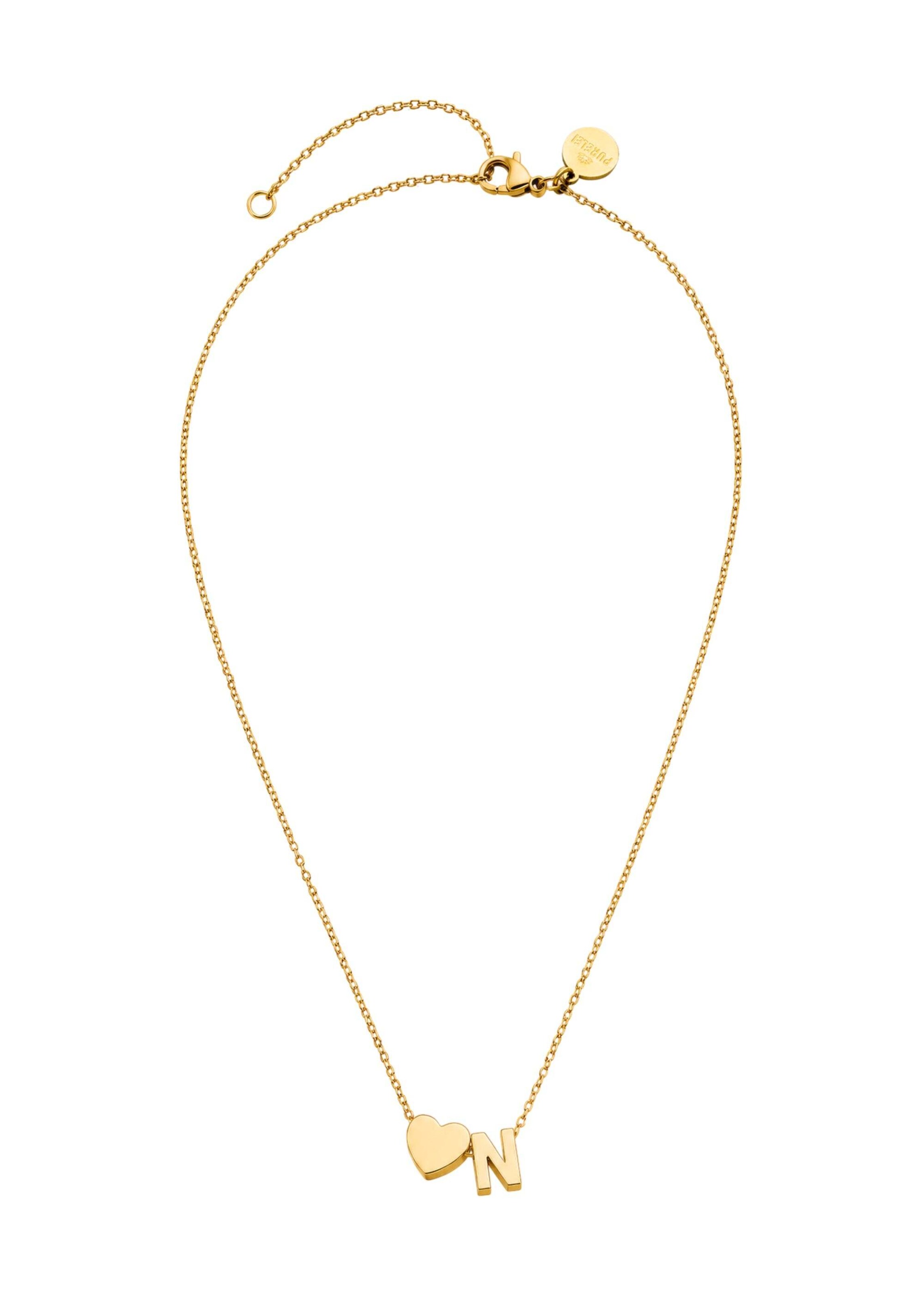 PURELEI - Cadena 'Letter Heart N' en oro: frente