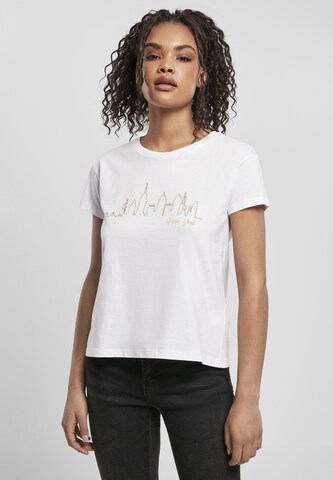 Merchcode T-Shirt 'Skyline Box' in Weiß: Vorderseite