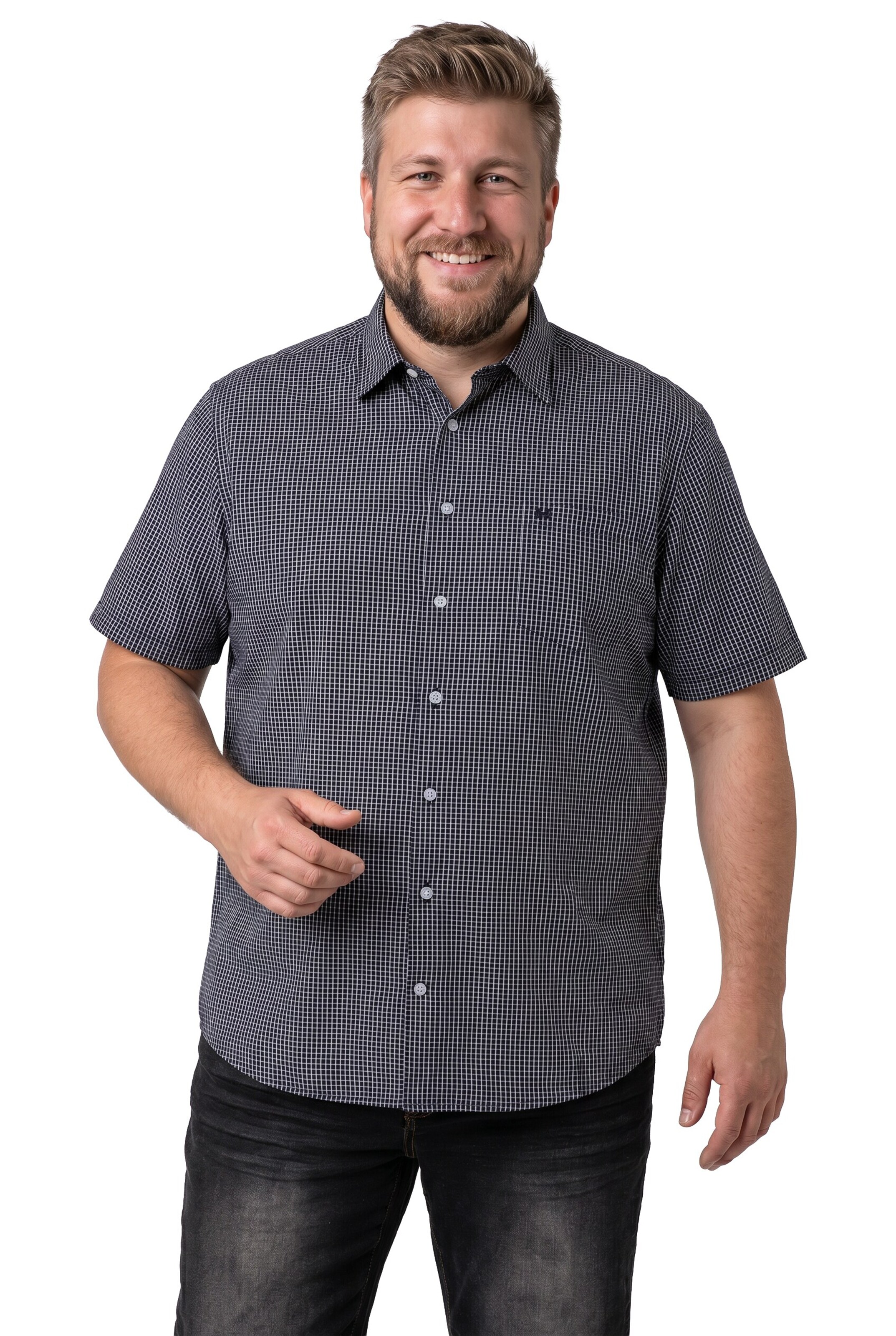 Men Plus Comfort Fit Hemd in Grau: Vorderseite