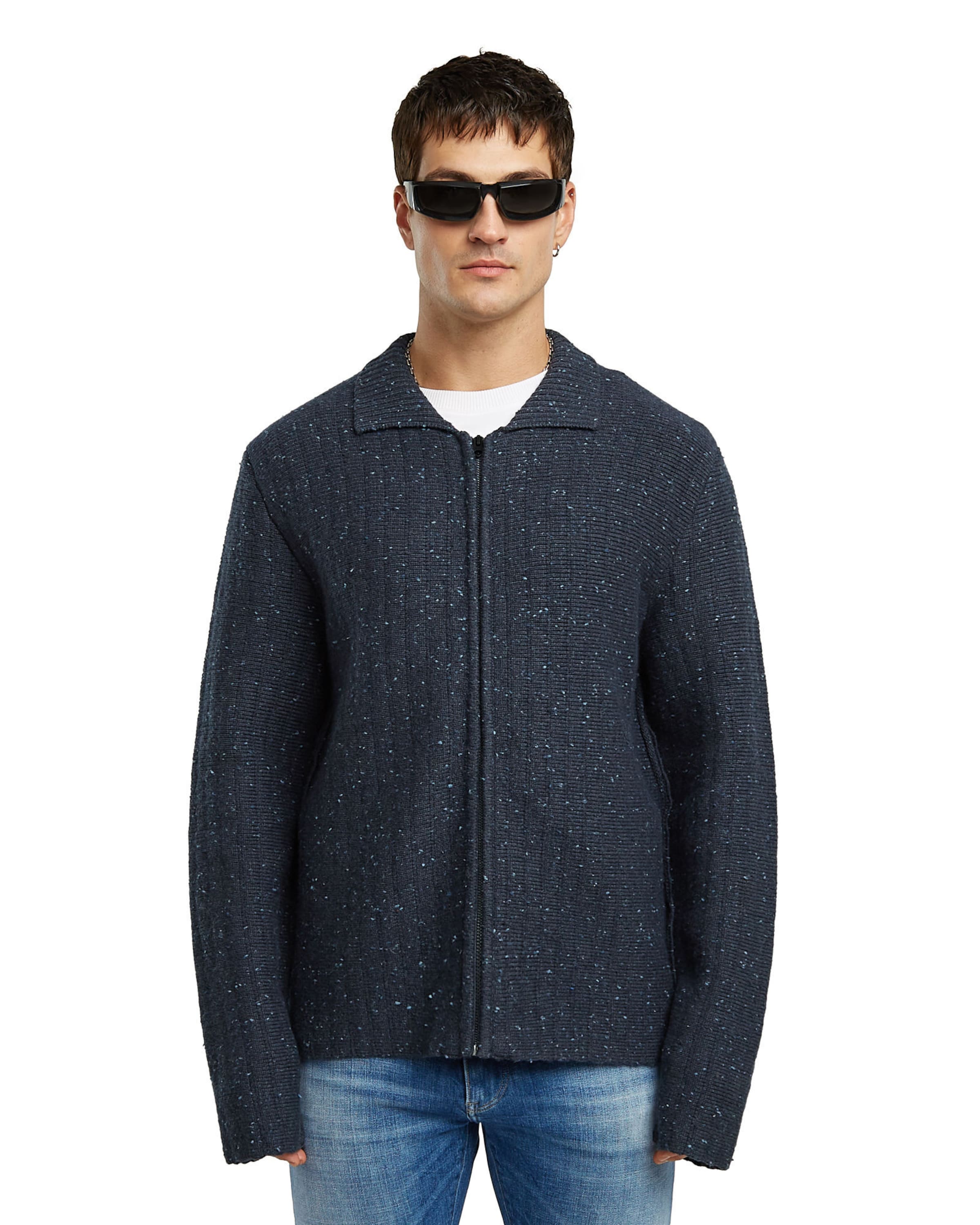 G-STAR Gebreid vest in Blauw: voorkant