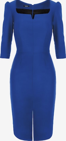 AVENUE N°29 Dress 'Rounded Neckline Midi Dress With Front Slit' in Blue: front