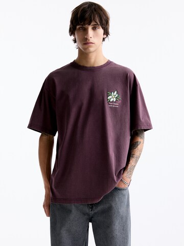 T-Shirt Pull&Bear en violet : devant