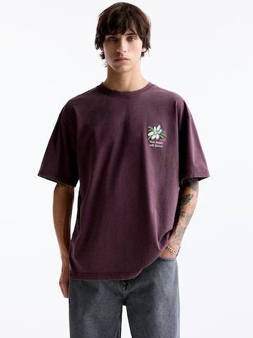 Pull&Bear Koszulka w kolorze fioletowy: przód