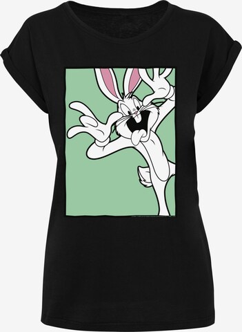F4NT4STIC Shirt 'Looney Tunes Bugs Bunny Funny Face' in Black: front