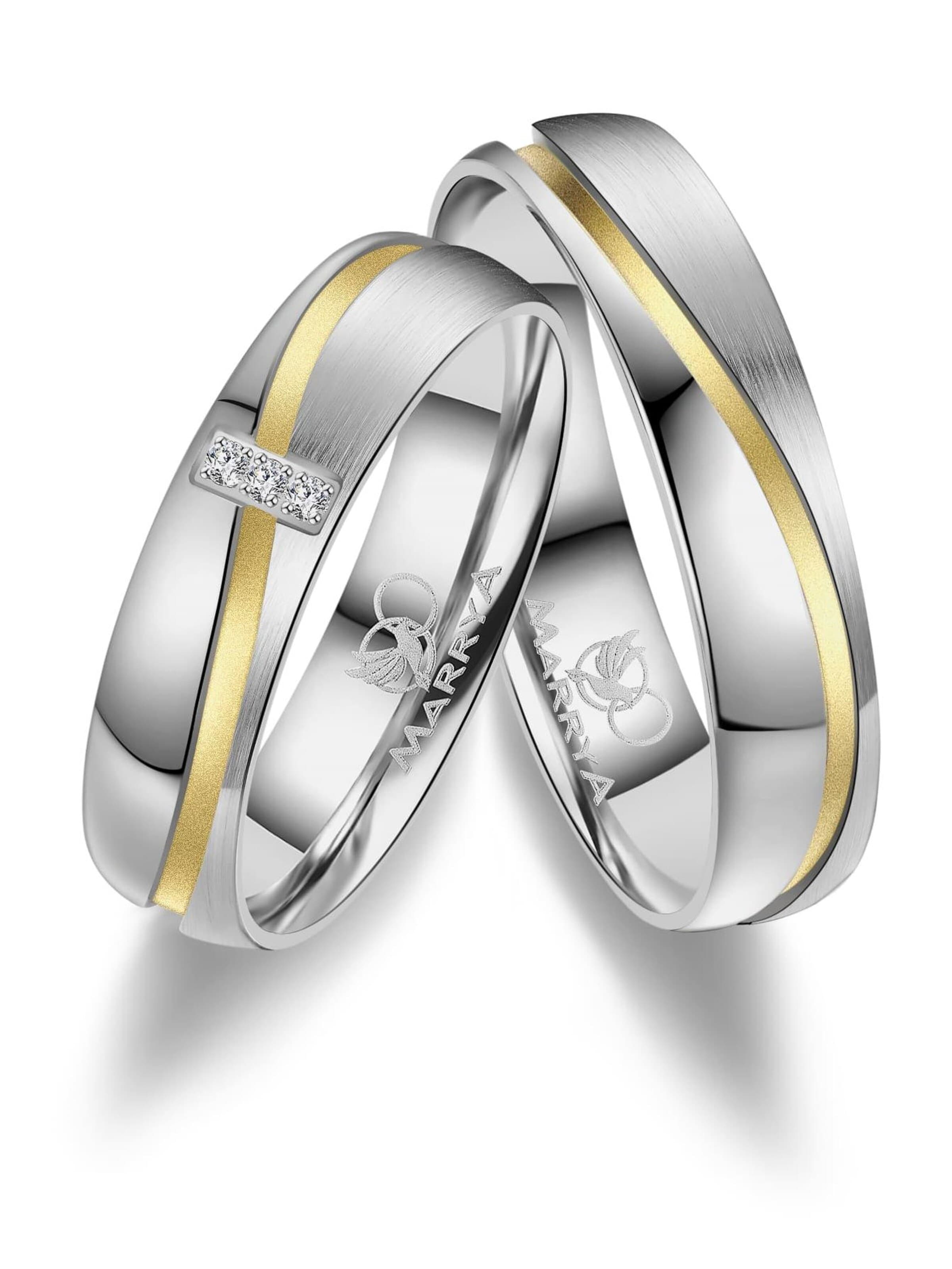 MARRYA Ring 'MARRYA ES-15 Ehering aus Edelstahl - Silber- & Gold-farben' in Silver: front