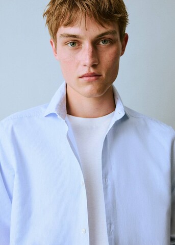 MANGO TEEN Regular fit Button Up Shirt in Blue