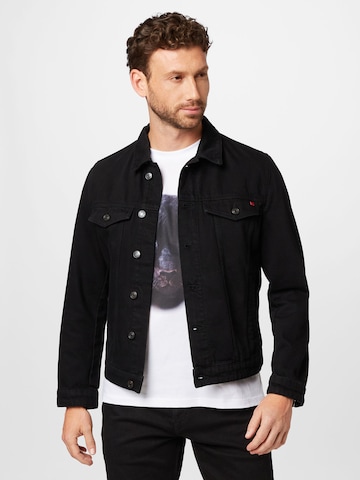 HUGO Red Regular Jeansjacke in Schwarz: predná strana