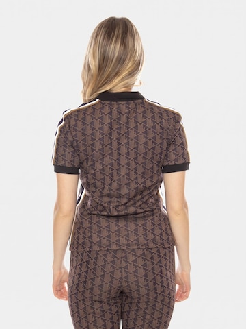 T-shirt 'Polo Shirt M/C 9I4 -- Brown Women's Polo Shirt with All Over Logo Women's' LACOSTE en marron
