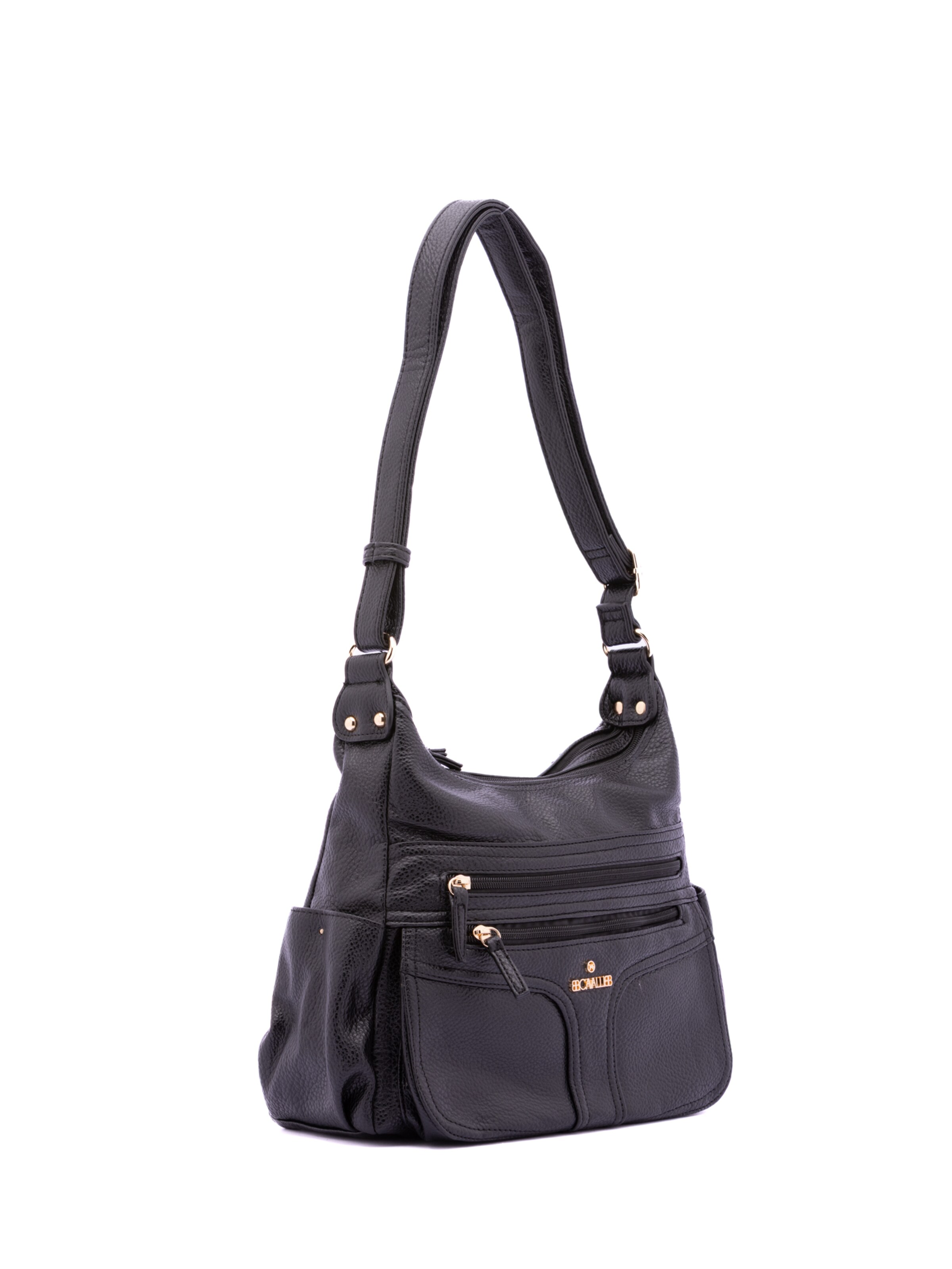 Borsa a spalla 'Borsa a Spalla Donna Ecopelle - Zip e Tasche Multiple' di B. Cavalli in nero
