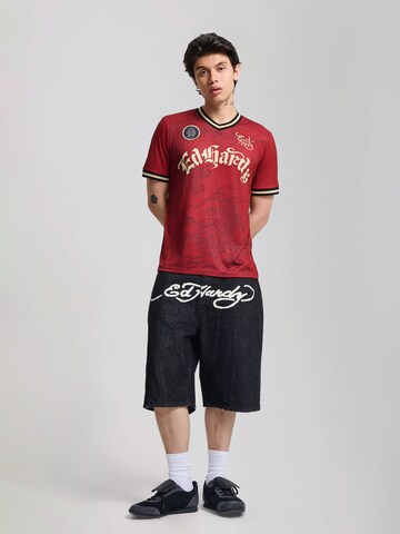 Ed Hardy Shirt 'Soaring Dragon Football' in Rood